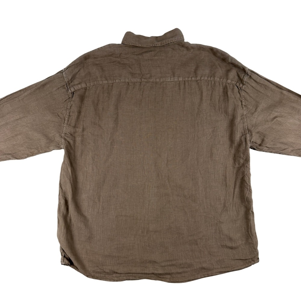 Abercrombie & Fitch Shirt Mens XXL Brown‎ 100% Linen Button Down Long Sleeve A&F - Picture 5 of 9